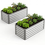 Garvee 2 Pack Tall 4 x 2 Ft Galvanized Steel Raised Garden Bed, Outdoor Above Ground Planter Box for Vegetables and Flowers, Metal Raised Bed for Gardening - Silver