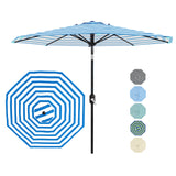 Garvee 9 ft Outdoor Patio Umbrella with 8 Sturdy Ribs, Crank Lift, Push-Button Tilt & UV-Resistant Waterproof Canopy for Pool, Deck, Yard & Garden, Blue & White Stripes - Blue & White Stripes