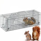 Garvee Compact Live Animal Trap Cage – Humane, Collapsible Steel, Sensitive Trigger – For Raccoons, Cats, Squirrels, Skunks, Rabbits, Foxes – Carry Handle – 24x8x8 in / 60x19x20 cm, Up to 2kg/4.4lbs - Silver