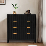 Garvee Fluted Dresser, 4 Drawer Wood Dresser, Modern Dressers for Storage Chest Drawers, Closet Dresser for Bedroom Living Room, Nursery Hallway, Black