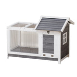 Garvee Large Outdoor Rabbit Hutch, Weatherproof 2-Story Bunny Cage with Removable Wire Netting, Wooden Indoor Outdoor Pet House, Waterproof Roof & Pull-Out Tray, Gray - Gray