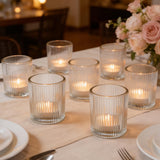 Garvee 24 Pack Fluted Votive Candle Holders Set, Clear Glass Tea Light Candle Holder, Indoor Table Centerpiece Decoration for Wedding Birthday Party