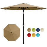 Garvee 10FT Khaki Tan Outdoor Patio Umbrella – Waterproof Market Parasol with Smooth Crank Lift, Push Button Tilt, 8 Sturdy Ribs, UV Protection – Ideal for Garden, Pool, Deck, or Yard - Tan