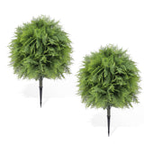 Garvee 2 Pack Artificial Fern Stake Topiary Trees, Fake Ball Plants with Ground Stakes, UV Resistant Faux Greenery for Indoor Outdoor Patio Garden Yard Home Decor
