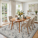 Garvee Modern Floral Leaf Washable Area Rug – Soft Velvet Carpet – Non-Slip Low Pile, Collapsible Design – Living Room, Bedroom, Dining Room – 8x10ft, Gray - Gray