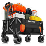 Garvee Heavy Duty Collapsible Garden Wagon Cart, 280L Large Folding Utility Wagon with 460 lb Capacity, All-Terrain Wheels, Side Pockets, Cup Holders & Storage Cover, Black - Black