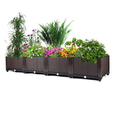 Garvee Large Brown Self-Watering Raised Garden Bed Planter Box – Deep Root Design, Drainage Plugs, Heat & Frost Resistant – Perfect for Patio, Deck, Balcony – Grow Vegetables, Flowers, Herbs – Color: Brown