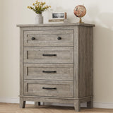 Garvee 4 Drawers Dresser for Bedroom, 34.8" Tall Vertical Drawer Dresser with Large Storage, Waterproof Top, Anti-Tipping, Freestanding Wooden Closet Chest for Bedroom, Living Room, Ash Gray - Ash Gray