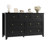 Garvee 7 Drawer Dresser for Bedroom, 54" Wide Modern Large Chest of Drawers with Metal Knobs, Wooden Clothes Storage Organizer for Closet, Nursery, Living Room, Apartment, Black - Black