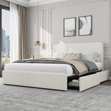 Garvee Upholstered Platform Bed Frame with Headboard, Storage Drawers, Noise-Free, Wooden Slats Support, Easy Assembly, No Box Spring Needed, Bedroom - Corduroy Beige