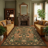 Garvee Tibetan Tiger 5x7 Area Rugs, Boho Green Washable Rugs for Living Room, Vintage Tribal Soft Animal Print Throw Rug Non Slip Ultra Thin Stain Resistant Floor Carpet for Office Bedroom - Green