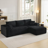 Garvee 108" Boneless Sectional Cloud Sofa for Living Room, L-Shape Modern Deep Seat Corduroy Couch with Right Chaise, No Assembly, Oversized Upholstered Lounge Sofa for Bedroom, Apartment, Black - Black | L-Shaped Right