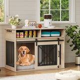 Garvee 44.5 Inch Large Dog Crate Furniture with 2 Storage Self, Wooden Dog Kennel Furniture As End Table, Decorative Pet Cage Dog House Indoor for Medium/Large Dogs, Chew-Proof, Gray - Gray|Storage Self