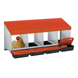 Garvee Chicken Nesting Boxes, 4 Hole Metal Wall Mount Roll Away Nest with Removable Trays and Roll Out Egg Collection for Chicken Coop - Orange
