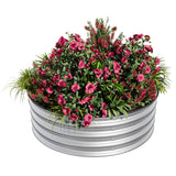 Garvee Round Metal Raised Garden Bed, 2x1FT Galvanized Steel Planter Box, Rust-Resistant, Open Bottom, Safe Edge, Easy Assembly for Vegetables, Flowers & Herbs – Black - Silver