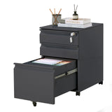 Garvee Rolling File Cabinet, 3 Drawer Mobile Filing Cabinet with Lock & Anti-Tip Wheel, Under Desk Metal Filing Cabinets for Home Office Organizer Letters/Legal/A4, Black - Black
