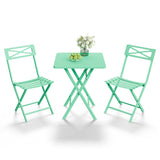 Garvee 3-Piece Green Folding Bistro Set, Weather-Resistant Steel Patio Table and 2 Chairs, Collapsible No-Assembly Outdoor Furniture Set for Balcony, Garden, Yard, Patio & Small Spaces - Green