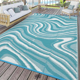 Garvee Camping Rug 10x14 Outdoor Waterproof UV Resistant Polypropylene Reversible Lightweight Portable for Patio RV Deck Picnic, Light Blue - Light Blue