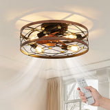 Garvee 20" Farmhouse Flush Mount Ceiling Fan with Lights, 6-Speed Reversible and Remote Control for Living Room, Bedroom, Kitchen, Copper