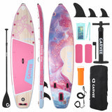 Garvee 11FT Pink Turtle Inflatable Paddle Board with Water Bag, PVC Material, Wide Stable Design, Non-Slip EVA Deck, Tri-Fin System, 420LB Capacity, Lightweight for Lakes & Rivers