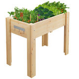 Garvee 34" x 18" x 30" Elevated Wooden Raised Garden Bed with Legs, Fir Wood Planter Box with Non-Woven Liner, Drainage Holes & Side Hooks, Ergonomic Outdoor Planter for Vegetables, Herbs, Flowers, Patio & Backyard, Varnish