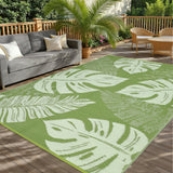 Garvee 9x12ft Reversible Outdoor Plastic Straw Rug, Waterproof & UV Resistant Patio Carpet, Washable Collapsible Mat with Carry Bag for Deck, Camping, RV & Picnic – Sage Green - Sage Green