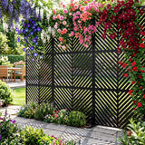 Garvee Heavy-Duty Weatherproof Steel Privacy Screen – Freestanding Decorative Garden Fence Panel – Outdoor Divider for Patio, Backyard, Balcony, Deck – 78"H x 48"W – Black Stripe
