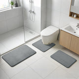 Garvee 3-Piece Dark Gray Bathroom Rug Set, Non-Slip Quick-Dry Velvet Memory Foam Bath Mats for Shower, Toilet & Bathroom Floor - Dark Gray