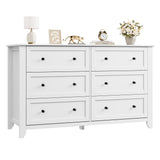 Garvee 6 Drawer Dresser for Bedroom, 54" Wide Modern Large Chest of Drawers with Metal Knobs, Wooden Clothes Storage Organizer for Closet, Nursery, Living Room, Apartment, White - White