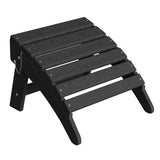Garvee Folding Adirondack Ottoman - HDPE All-Weather Outdoor Footrest for Patio, Deck, Backyard, Poolside - Weather-Resistant, Durable - Compatible with Adirondack Chair - Black, 1 Piece - Black