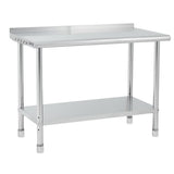 Garvee Stainless Steel Commercial Worktable 60 x 24 x 35 in with Backsplash - Heavy Duty Restaurant Kitchen Prep Table, Arc Edge, 201 Grade, Adjustable Feet - Arc edge, with backboard, 4 adjustable feet - 