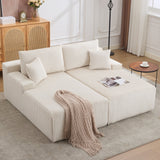 Garvee 79” Double Lounge Chair Indoor, Oversized Boneless Corduroy Sleeper Sofa Bed with 4 Pillows, Armrests, Comfy Reading Loveseat No Assembly Required Cloud Sofa for Living Room, Bedroom, Beige - Beige