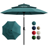 Garvee 10' Outdoor Patio Umbrella, 3-Tier Vented Canopy with Crank Tilt, 8 Ribs, Turquoise - Turquoise