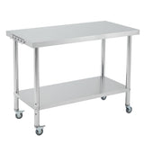 Garvee 60 x 24 x 35 in Heavy Duty Stainless Steel Work Table with Casters - Commercial Food Prep Rolling Station for Kitchen, Restaurant, Laundry, Metal Straight Edge, Right-Angle Side - Right-angle side, with casters - Right-Angle Side