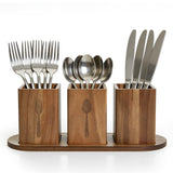 Garvee Acacia Wood Utensil Holder Caddy, Rustic Flatware Organizer Box for Kitchen Countertop, Cutlery Storage for Spoons Forks Knives, Holds Plates Napkins, 13x4.5x4.7 Inches, Brown