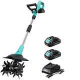 Garvee 20V Cordless Tiller Cultivator, Electric Garden Rototiller with 2×2.0Ah Batteries & Charger, 9" Width, 6.6" Depth, 360 RPM Soil Tiller for Lawn Garden