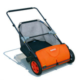Garvee 21" Push Lawn Sweeper, Manual Leaf & Grass Collector with 3.5 Cu. Ft. Hopper, Height Adjustable Brushes, Foldable Yard Sweeper for Lawn & Driveway - Orange