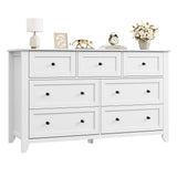 Garvee 7 Drawer Dresser for Bedroom, 54" Wide Modern Large Chest of Drawers with Metal Knobs, Wooden Clothes Storage Organizer for Closet, Nursery, Living Room, Apartment, White - White