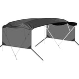 Garvee 4-Bow Bimini Top Replacement Canvas with 2 Mesh Sidewalls, 600D Heavy-Duty Waterproof Marine Canvas, UV-Resistant Boat Top Cover with Storage Boot, Fits 8'L x 91"-96"W (Frame Not Included) - Black