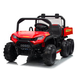 Garvee 24V 4WD Electric Ride on Dump Truck for Kids, 2 Seater with Remote Control, Dump Bed, 3 Speed Modes, Music Player, All-Terrain Off-Road Vehicle Toy for Boys & Girls - Red