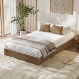 Garvee Minimalist Fluted Platform Bed Frame – Wooden, Low Profile, Noise-Free, Easy Assembly, No Box Spring Needed – Twin Size, Walnut Color (AAE35-13A)