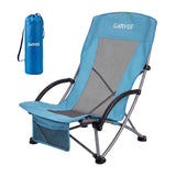 Garvee Low‑Profile Beach Lounge Chair — Foldable Portable Chair with Breathable Mesh Back, Cup Holder & Carry Bag, 300 lb Capacity - Blue-1Pcs