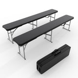 Garvee Folding Outdoor Bench 6 ft, 380 lb Capacity, 72.1" × 11" × 16.5" HDPE & Steel Portable Seat for Picnic Camping Events, Black
