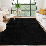 Garvee Ultra Soft Lightweight Shag Area Rug – Soft Black Carpet – Large 8x10ft, Non-Slip, Washable, Modern Home Decor for Living Room, Bedroom, Kids Room – Pure Black - Pure Black