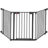 Garvee Adjustable Metal Pet Safety Gate, 3-Panel 29" High Collapsible Playpen with Lockable Door, Portable Indoor/Outdoor Barrier for Stairs, Doorways, RV, Camping, Yard, Garden, Black, 3PCS - Black