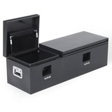 Garvee 56"X16"X14" Heavy Duty Steel Truck Bed Tool Box, Double Lid, Grooved Weatherproof Metal Chest with T-Handle & Side Handle, Durable Organizer for Pickup Truck, RV, Trailer, Front Double, Black - Black