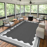 Garvee Outdoor Rug 10x20 Waterproof Reversible Plastic Straw Quick-Dry Stain-Resistant Lightweight Camping Picnic Patio Balcony - Gray