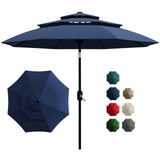 Garvee 10' Outdoor Patio Umbrella, 3-Tier Vented Canopy with Crank Tilt, 8 Ribs, Navy Blue - Navy Blue