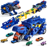 Garvee Hot Wheels, 4-in-1 Dinosaur Transporter Hot Wheels Tracks Toy, 44.3 Inch Dual Lane Hotwheels Car Ramp, Foldable Storage Hotwheels Track Set Design, Portable Play, 12 Cars - Blue