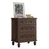 Garvee Spacious Bedroom Organizer – 4 Drawer Vintage Dresser – Plain Wood Chest with Carved Handles & Tapered Legs – Large Capacity, Smooth Glide Drawers, Anti-Tip, Easy Assembly – Dark Brown - Dark Brown